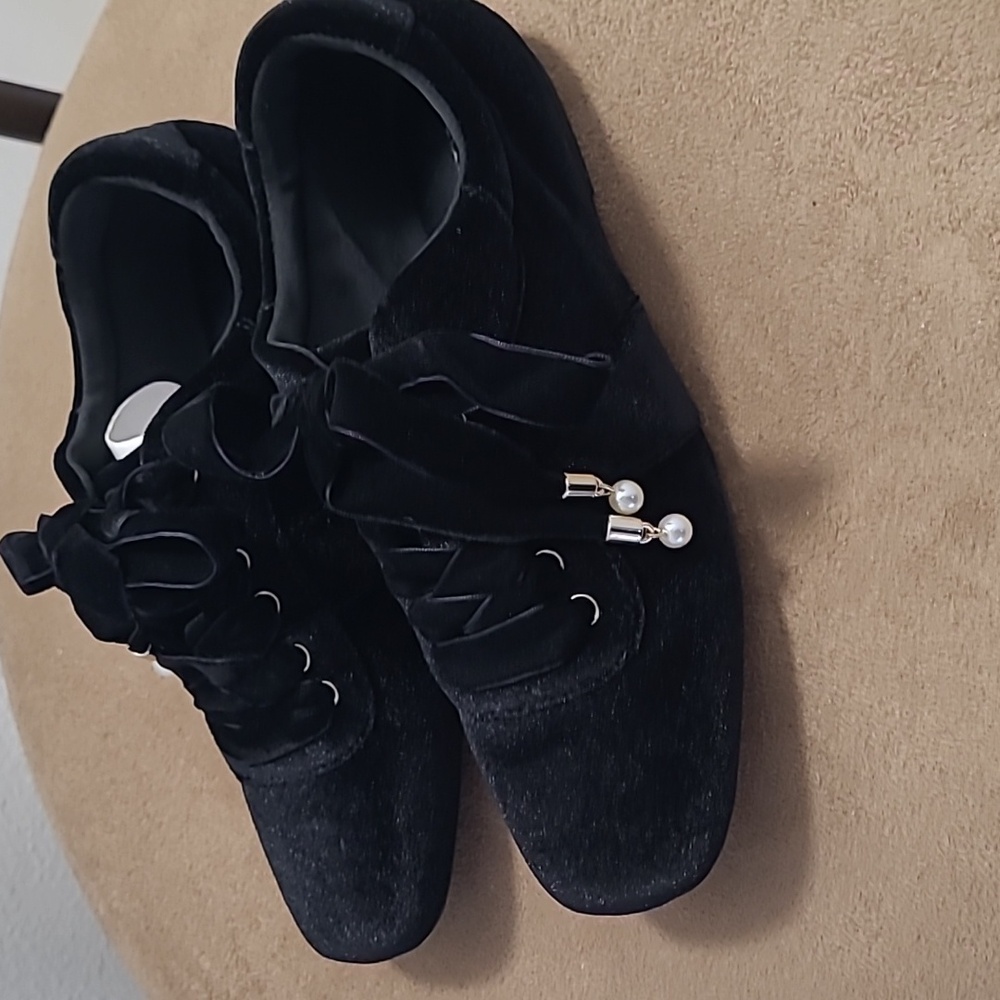 INC International Concepts Black Velvet Flats - Picture 4 of 9